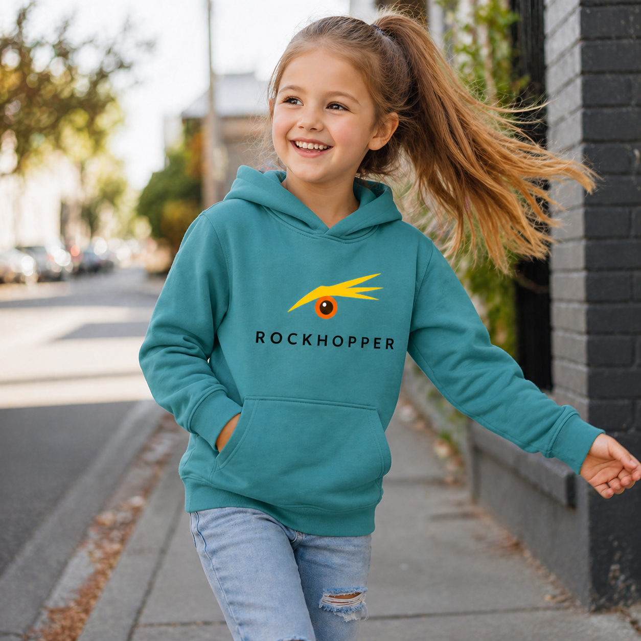 ROCKHOPPER KIDS HOODIE teal monstera